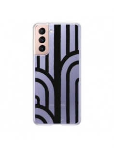 Coque Samsung Galaxy S21 5G Geometric Noir Transparente -...