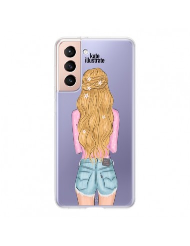 Coque Samsung Galaxy S21 5G Blonde Don't Care Transparente - kateillustrate