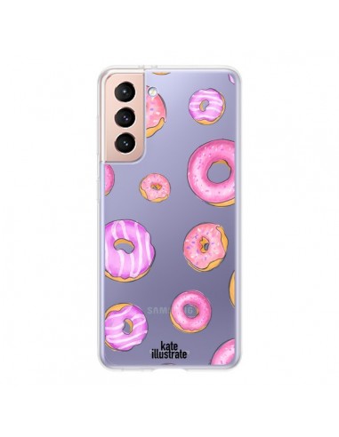 Coque Samsung Galaxy S21 5G Pink Donuts Rose Transparente - kateillustrate
