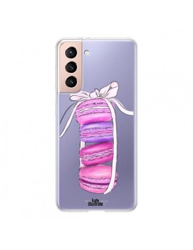 Coque Samsung Galaxy S21 5G Macarons Pink Purple Rose Violet Transparente - kateillustrate