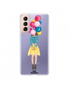 Coque Samsung Galaxy S21 5G Girls Balloons Ballons Fille...