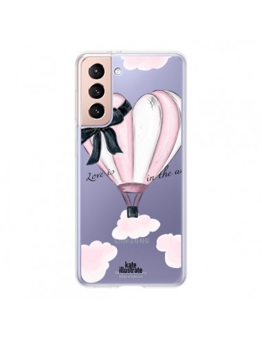 Coque Samsung Galaxy S21 5G Love is in the Air Love Montgolfier Transparente - kateillustrate
