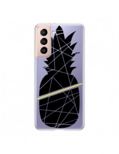 Coque Samsung Galaxy S21 5G Ananas Noir Transparente -...