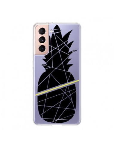 Coque Samsung Galaxy S21 5G Ananas Noir Transparente - Koura-Rosy Kane