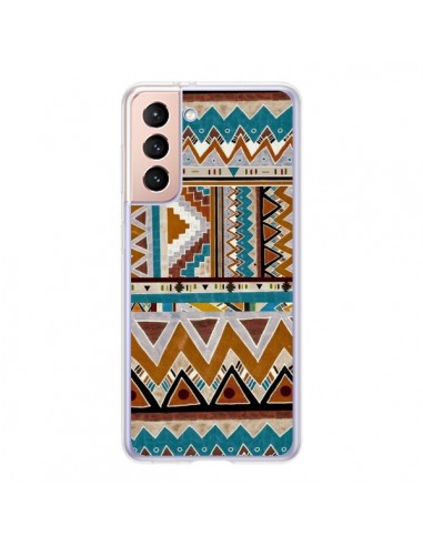 Coque Samsung Galaxy S21 5G Azteque Vert Marron - Kris Tate