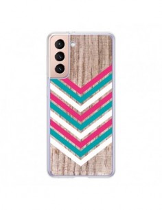 Coque Samsung Galaxy S21 5G Tribal Aztèque Bois Wood...