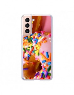 Coque Samsung Galaxy S21 5G Donuts Rose Candy Bonbon -...