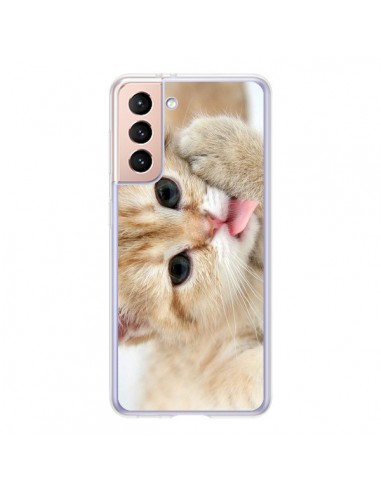 Coque Samsung Galaxy S21 5G Chat Cat Tongue - Laetitia