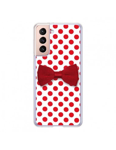 Coque Samsung Galaxy S21 5G Noeud Papillon Rouge Girly Bow Tie - Laetitia