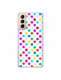 Coque Samsung Galaxy S21 5G Pois Multicolores - Laetitia