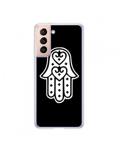 Coque Samsung Galaxy S21 5G Main de Fatma Oeil Noir - Laetitia