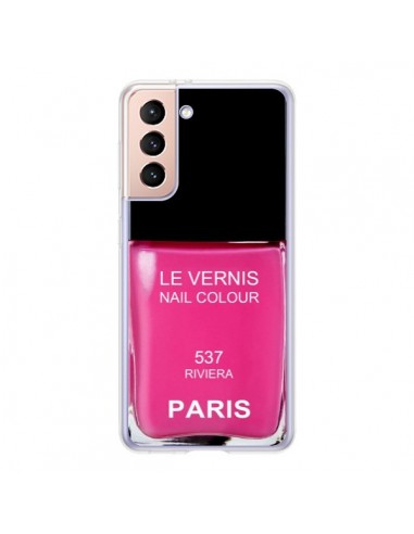 Coque Samsung Galaxy S21 5G Vernis Paris Riviera Rose - Laetitia