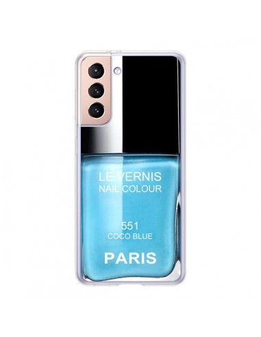 Coque Samsung Galaxy S21 5G Vernis Paris Coco Blue Bleu - Laetitia