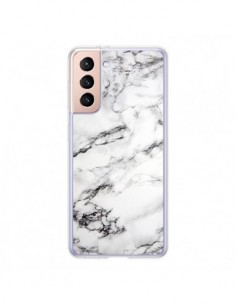 Coque Samsung Galaxy S21 5G Marbre Marble Blanc White -...