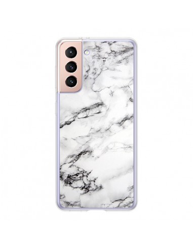 Coque Samsung Galaxy S21 5G Marbre Marble Blanc White - Laetitia