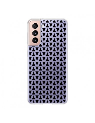 Coque Samsung Galaxy S21 5G Triangles Romi Azteque Noir Transparente - Laetitia