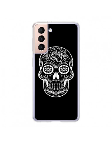 Coque Samsung Galaxy S21 5G Tête de Mort Mexicaine Blanche - Laetitia