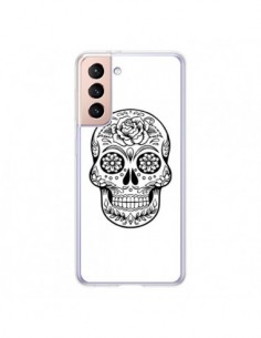 Coque Samsung Galaxy S21 5G Tête de Mort Mexicaine Noir -...