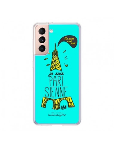 Coque Samsung Galaxy S21 5G Je suis Parisienne La Tour Eiffel Bleu - Leellouebrigitte