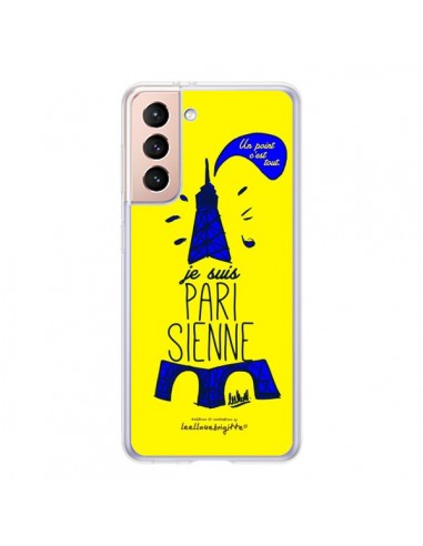 Coque Samsung Galaxy S21 5G Je suis Parisienne La Tour Eiffel Jaune - Leellouebrigitte
