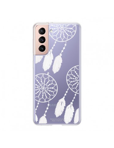 Coque Samsung Galaxy S21 5G Attrape Rêves Blanc Dreamcatcher Triple Transparente - Petit Griffin