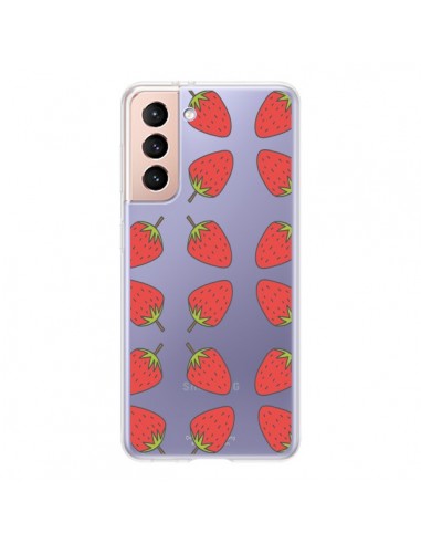 Coque Samsung Galaxy S21 5G Fraise Fruit Strawberry Transparente - Petit Griffin