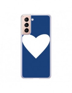 Coque Samsung Galaxy S21 5G Coeur Navy Blue Heart - Mary...