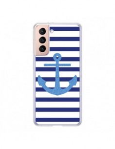 Coque Samsung Galaxy S21 5G Ancre Voile Marin Navy Blue -...
