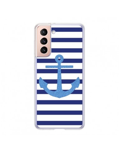 Coque Samsung Galaxy S21 5G Ancre Voile Marin Navy Blue - Mary Nesrala
