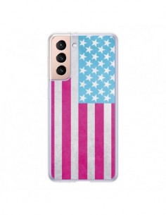 Coque Samsung Galaxy S21 5G Drapeau USA Vintage - Mary...