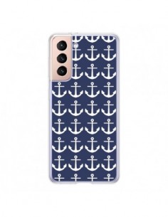 Coque Samsung Galaxy S21 5G Ancre Marin Bleu Anchors Navy...