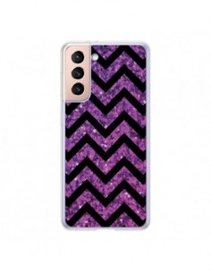 Coque Samsung Galaxy S21 5G Chevron Purple Sparkle...