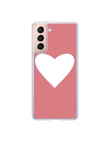 Coque Samsung Galaxy S21 5G Coeur Corail - Mary Nesrala