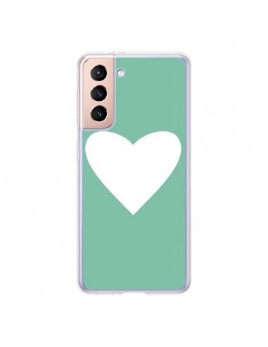 Coque Samsung Galaxy S21 5G Coeur Mint Vert - Mary Nesrala