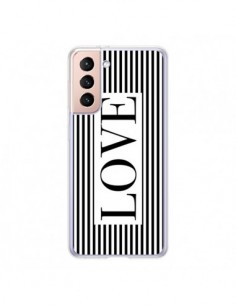 Coque Samsung Galaxy S21 5G Love Noir et Blanc - Mary...