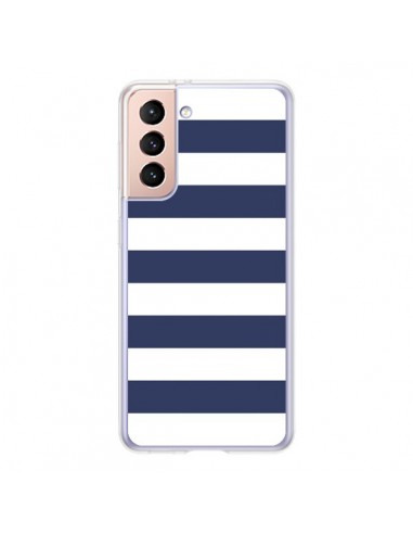 Coque Samsung Galaxy S21 5G Bandes Marinières Bleu Blanc Gaultier - Mary Nesrala