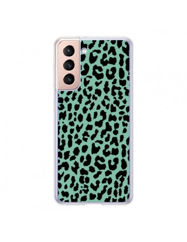 Coque Samsung Galaxy S21 5G Leopard Mint Vert Neon - Mary Nesrala