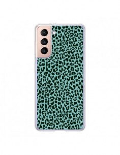 Coque Samsung Galaxy S21 5G Leopard Turquoise Neon - Mary...
