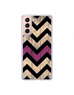 Coque Samsung Galaxy S21 5G Chevron Vintage Bois Wood -...