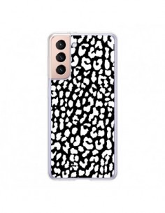 Coque Samsung Galaxy S21 5G Leopard Noir et Blanc - Mary...