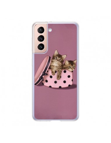 Coque Samsung Galaxy S21 5G Chaton Chat Kitten Boite Pois - Maryline Cazenave