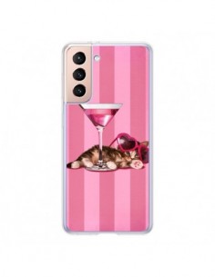 Coque Samsung Galaxy S21 5G Chaton Chat Kitten Cocktail...
