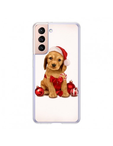 Coque Samsung Galaxy S21 5G Chien Dog Pere Noel Christmas Boules Sapin - Maryline Cazenave