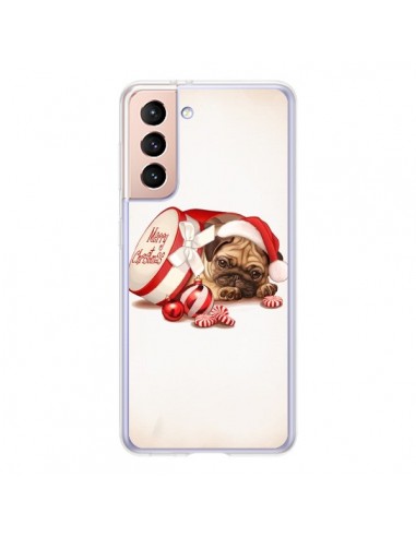 Coque Samsung Galaxy S21 5G Chien Dog Pere Noel Christmas Boite - Maryline Cazenave