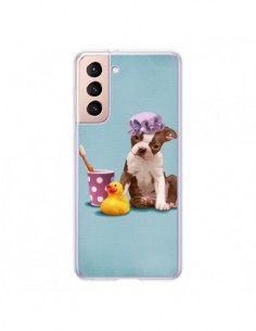 Coque Samsung Galaxy S21 5G Chien Dog Canard Fille -...