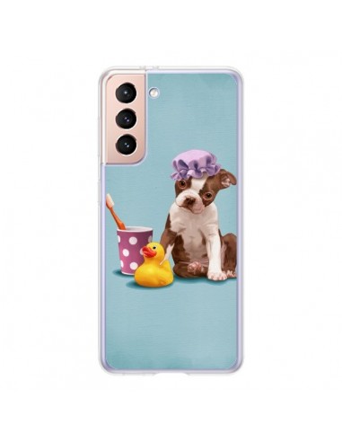 Coque Samsung Galaxy S21 5G Chien Dog Canard Fille - Maryline Cazenave