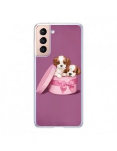 Coque Samsung Galaxy S21 5G Chien Dog Boite Noeud -...