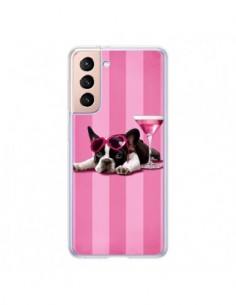 Coque Samsung Galaxy S21 5G Chien Dog Cocktail Lunettes...