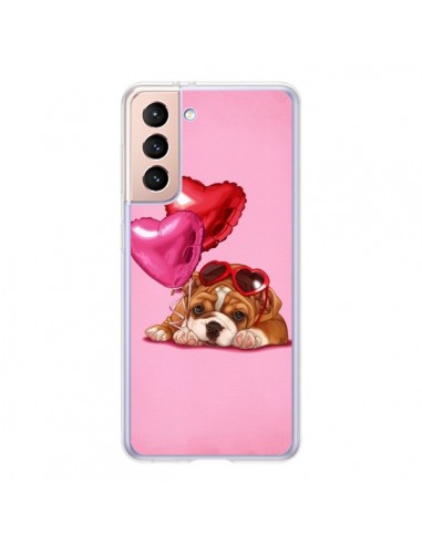 Coque Samsung Galaxy S21 5G Chien Dog Lunettes Coeur Ballon - Maryline Cazenave