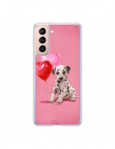 Coque Samsung Galaxy S21 5G Chien Dog Dalmatien Ballon...